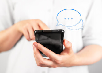 Poster - Sending online message, sms, texting using mobile phone