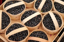 Baskets With Blueberries At�farmers�market