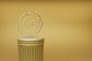 Aufkleber - Beautiful abstract illustrations Golden Support 24 symbol icons on a golden column and wonderful background. 3d rendering illustration. Background pattern for design.