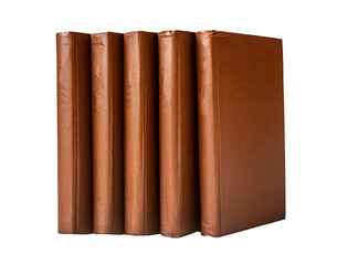 Wall Mural - Brown classic books standing vertical with empty spines, templates isolated on white background