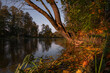 Jesienny zachód słońca nad rzeką