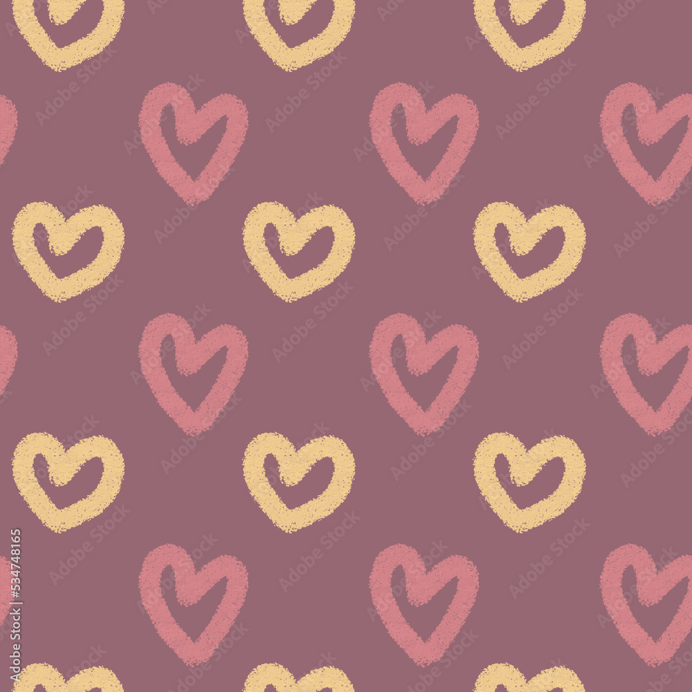 Heart shape seamless pattern doodle abstract background illustration ...