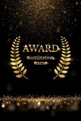 Wall Mural - winner nomination award with gold laurel vector illustration. luxury reward or certificate poster wi