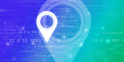 Fototapete - 2d rendering Red map pointer