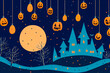 Drawing for Halloween and children, colorful and fun scary decor, to scare and decorate