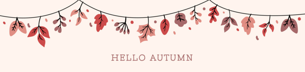 hello autumn card greetings wallpaper banner leaves falling