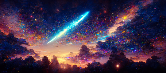 Aufkleber - space fantasy landscape with stars and nebulae in deep space universe