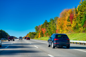 Canvas Print - Road of New England in foliage season, USA