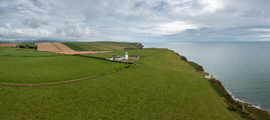 Poster - aerial view of the Cumbria Coast and St bees Ligthouse  in northern England