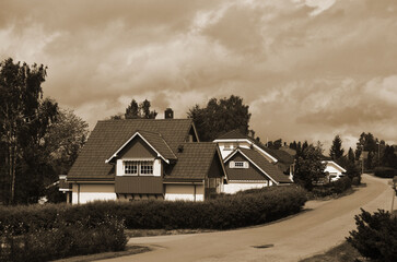 Wall Mural - Typical small town in Southern Norway. Ostfold Region. 