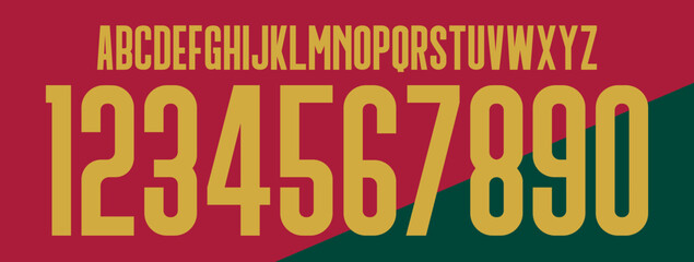 Wall Mural - font vector team 2022 kit sport style font. football style font with lines. portugal font world cup. neymar.sports style letters and numbers for soccer team