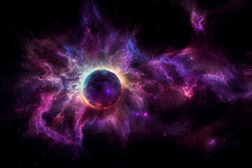 Wall Mural - wormhole portal in outer deep space 3d concept art work abstract background. astonishing unusual cos