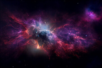 Wall Mural - deep space purple cosmic nebula 3d concept art work stunning abstract background. wallpaper. distant
