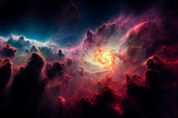 Majestic Cosmic Nebula 3D Visualization Artwork Awesome Abstract Background. Cosmos Stars Cluster Structure Stunning Astrophotography Dramatic Celestial Wallpaper. Astronomy and Deep Space Exploration