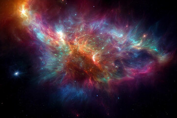 Wall Mural - colourful cosmic nebula 3d visualization art work awesome abstract background. cosmos stars cluster 