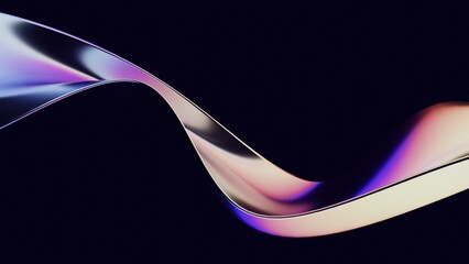 Wall Mural - Abstract fluid 3d render holographic iridescent neon curved wave in motion background. Gradient design element for banners, backgrounds, wallpapers and covers.