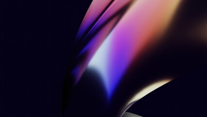 Abstract 3d render iridescent neon holographic twisted wave in motion. Vibrant gradient design element for banner, background, wallpaper and covers.