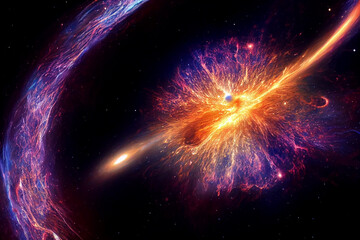 Wall Mural - moment of big bang theory 3d conceptual art spectacular abstract background. explosion of star in de
