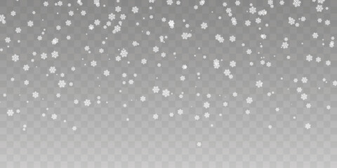 Wall Mural - Christmas snow. Falling snowflakes on transparent background. Snowfall. Vector illustration