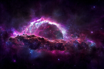 Wall Mural - creation of dark matter in distant cosmic world 3d concept art abstract background. inexplicable pla