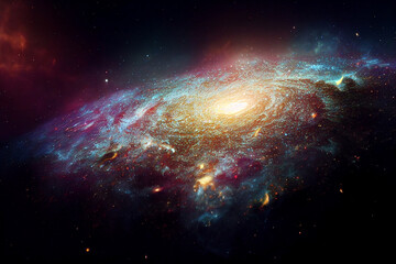 Wall Mural - spiral galaxy in deep space 3d visualization conceptual art magnificent abstract background. awesome