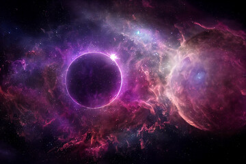 Wall Mural - incredible cosmic wormhole round portal 3d art work spectacular purple abstract background. super ma