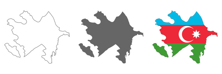 highly detailed azerbaijan map with borders isolated on background