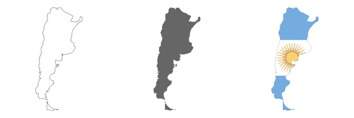 highly detailed argentina map with borders isolated on background