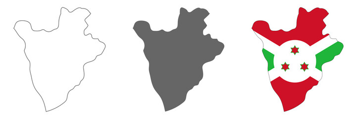 highly detailed burundi map with borders isolated on background