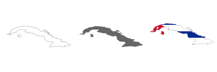 highly detailed cuba map with borders isolated on background