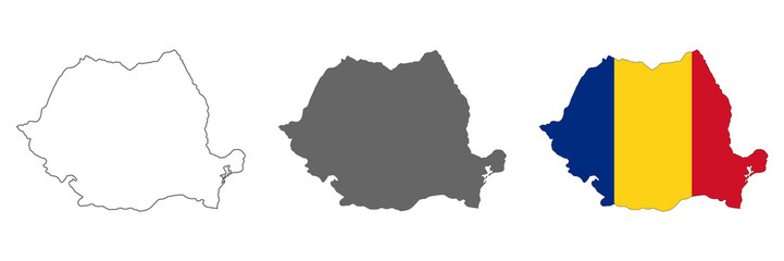 highly detailed romania map with borders isolated on background