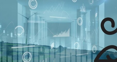 Poster - Animation of financial data processing over wind turbine