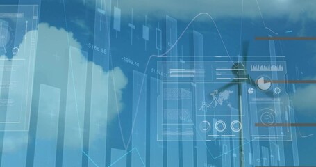 Poster - Animation of financial data processing over wind turbine