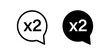 Double icon, x2 reward increase symbol. Special bonus multiply.
