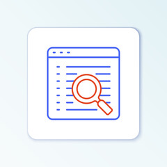 Poster - Line Search engine icon isolated on white background. Colorful outline concept. Vector