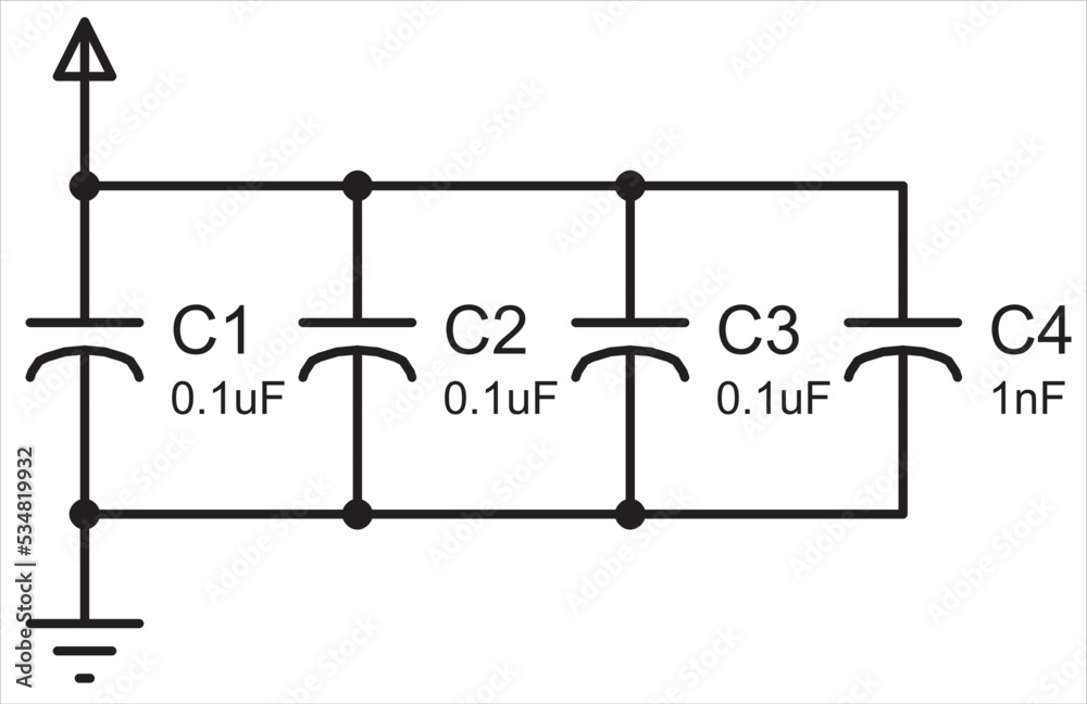Vector electrical circuit with capacitor and gnd. Electrical schematic ...
