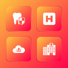 Canvas Print - Set Dental protection, Hospital, Cloud upload and clinic icon. Vector