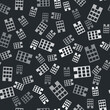 Grey House icon isolated seamless pattern on black background. Home symbol. Vector