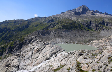 Poster - The Rhone Glacier, the source of the Rhone River at Furka Pass in the Swiss Alps