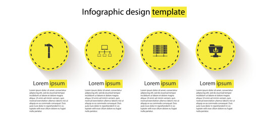 Poster - Set Hammer, Computer network, Server, Data, Web Hosting and FTP folder download. Business infographic template. Vector