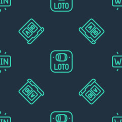 Poster - Set line Lottery ticket, Online poker table game and Casino win on seamless pattern. Vector