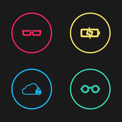 Poster - Set line Humidity, Glasses, Battery and icon. Vector