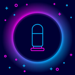 Wall Mural - Glowing neon line Bullet icon isolated on black background. Colorful outline concept. Vector