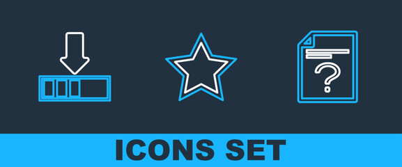 Poster - Set line Unknown document, Loading and Star icon. Vector