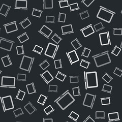 Poster - Grey Laptop icon isolated seamless pattern on black background. Computer notebook with empty screen sign. Vector