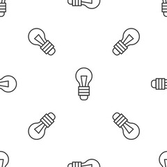 Sticker - Black Light bulb with concept of idea icon isolated on white background. Energy and idea symbol. Inspiration concept. Yellow square button. Vector