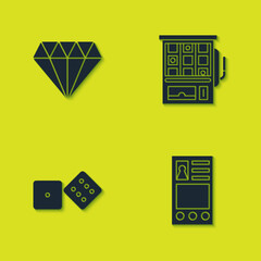 Poster - Set Diamond, Create account screen, Game dice and Slot machine icon. Vector