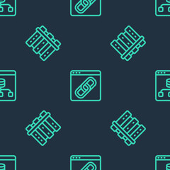 Poster - Set line Browser window, Server and Server, Data on seamless pattern. Vector