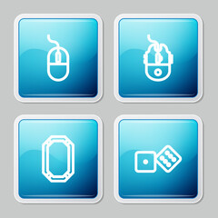 Poster - Set line Computer mouse, gaming, Poker table and Game dice icon. Vector