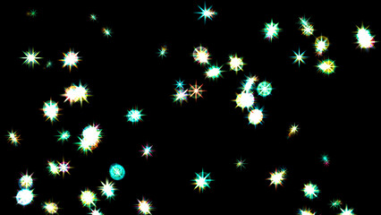 Wall Mural - Abstract black background with glowing stars and particles